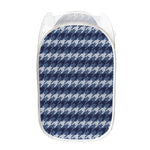 Denim Houndstooth Pattern Print Mesh Laundry Hamper