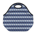 Denim Houndstooth Pattern Print Neoprene Lunch Bag