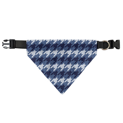 Denim Houndstooth Pattern Print Over The Collar Dog Bandana