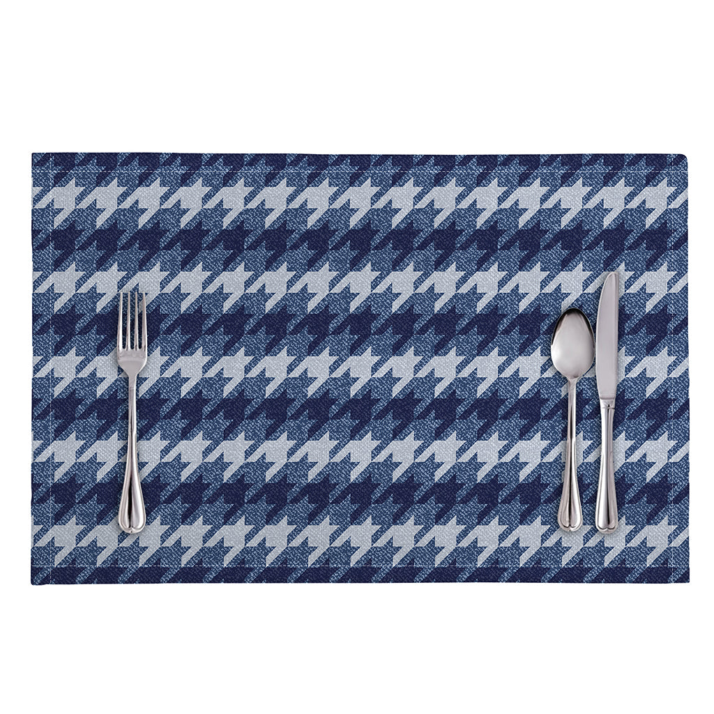 Denim Houndstooth Pattern Print Placemat
