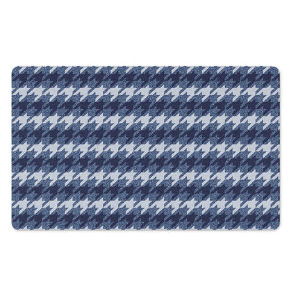 Denim Houndstooth Pattern Print Polyester Doormat