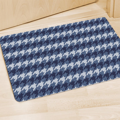 Denim Houndstooth Pattern Print Polyester Doormat