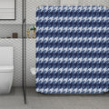 Denim Houndstooth Pattern Print Polyester Shower Curtain