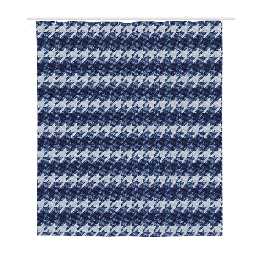 Denim Houndstooth Pattern Print Polyester Shower Curtain