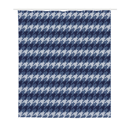 Denim Houndstooth Pattern Print Polyester Shower Curtain