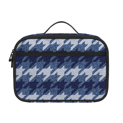 Denim Houndstooth Pattern Print Portable Lunch Bag