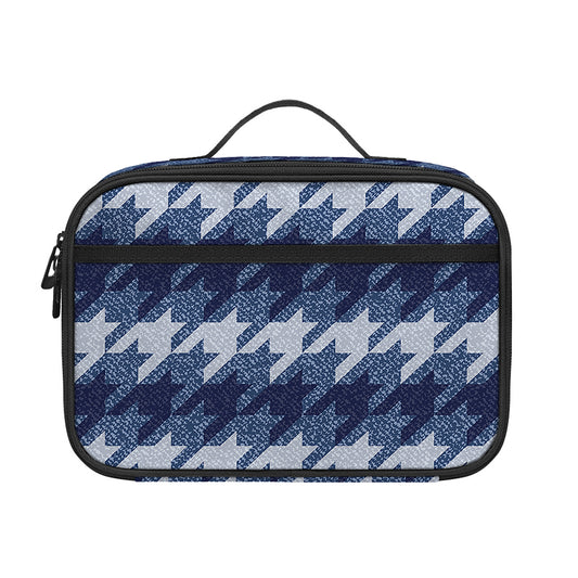 Denim Houndstooth Pattern Print Portable Lunch Bag