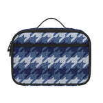 Denim Houndstooth Pattern Print Portable Lunch Bag