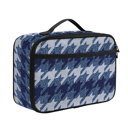 Denim Houndstooth Pattern Print Portable Lunch Bag