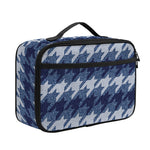 Denim Houndstooth Pattern Print Portable Lunch Bag