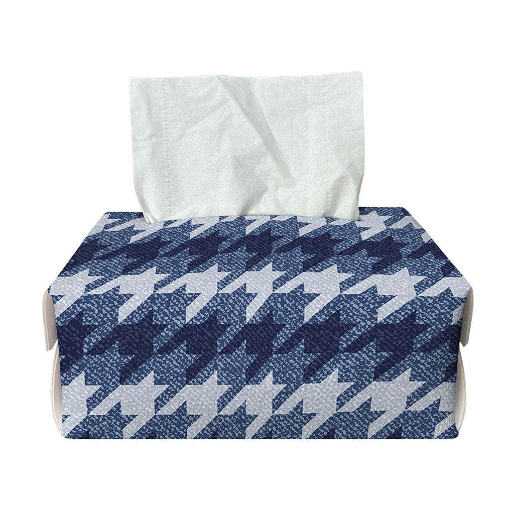 Denim Houndstooth Pattern Print Rectangle Tissue Box Cover