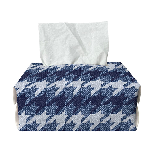 Denim Houndstooth Pattern Print Rectangle Tissue Box Cover