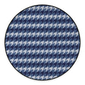 Denim Houndstooth Pattern Print Round Floor Mat