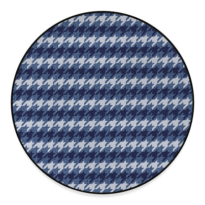 Denim Houndstooth Pattern Print Round Floor Mat