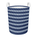 Denim Houndstooth Pattern Print Round Laundry Basket