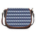 Denim Houndstooth Pattern Print Saddle Bag