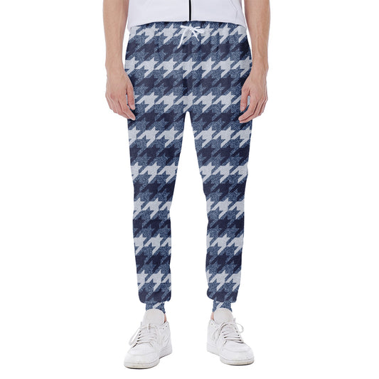 Denim Houndstooth Pattern Print Scuba Joggers