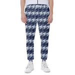 Denim Houndstooth Pattern Print Scuba Joggers