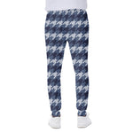 Denim Houndstooth Pattern Print Scuba Joggers