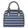 Denim Houndstooth Pattern Print Shoulder Handbag