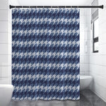 Denim Houndstooth Pattern Print Shower Curtain