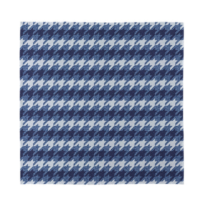 Denim Houndstooth Pattern Print Silk Bandana