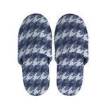 Denim Houndstooth Pattern Print Slippers