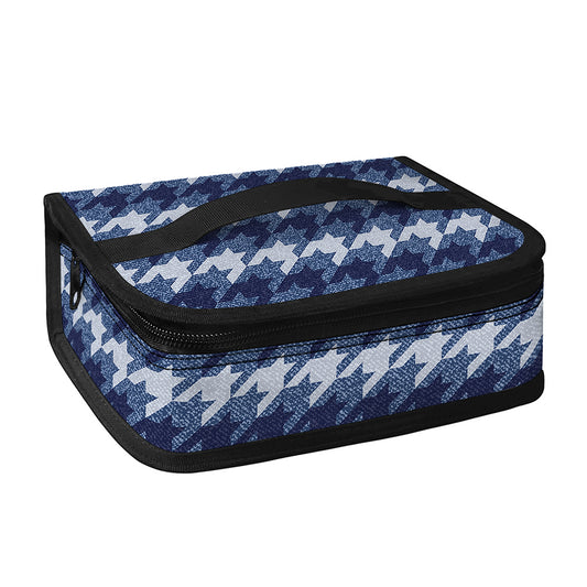 Denim Houndstooth Pattern Print Small Lunch Bag