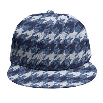 Denim Houndstooth Pattern Print Snapback Cap