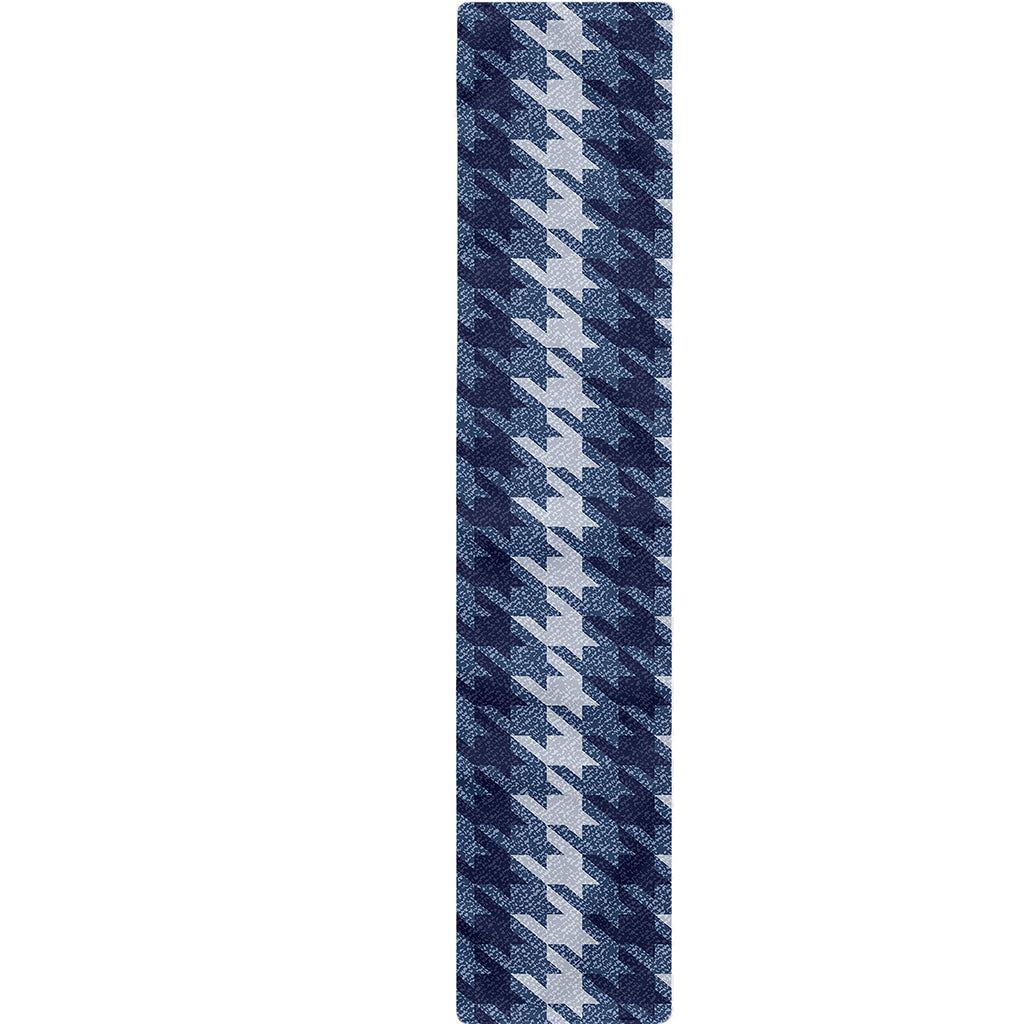 Denim Houndstooth Pattern Print Table Runner