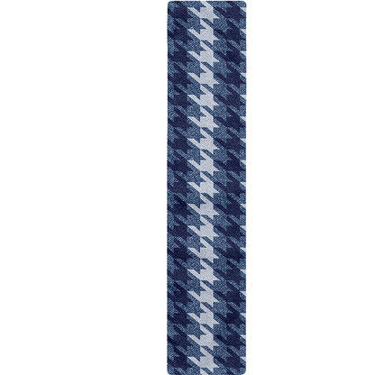 Denim Houndstooth Pattern Print Table Runner