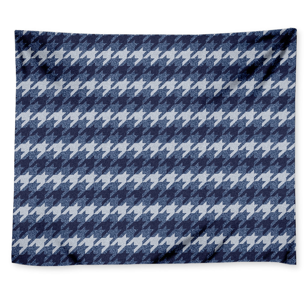 Denim Houndstooth Pattern Print Tapestry