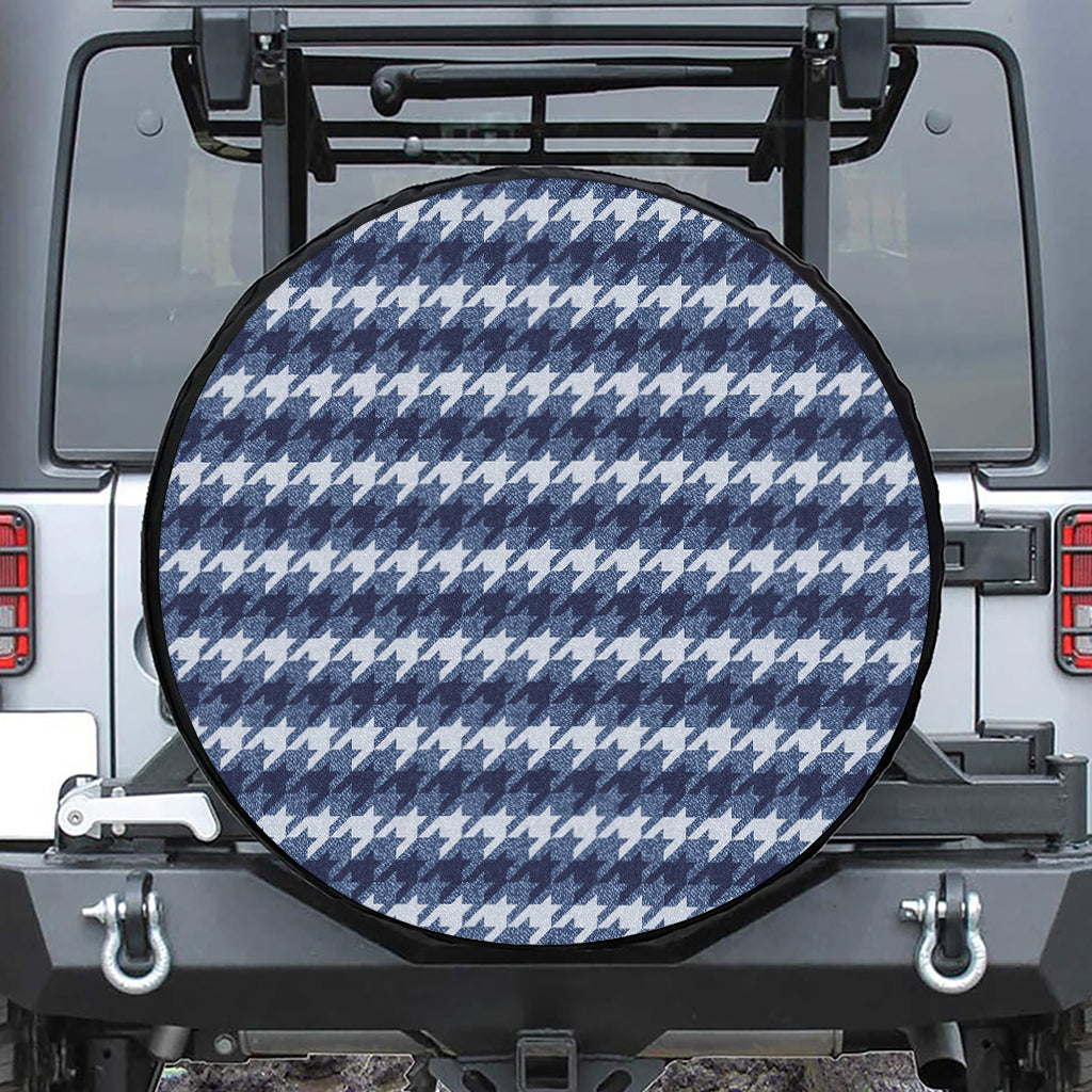 Denim Houndstooth Pattern Print Tire Cover
