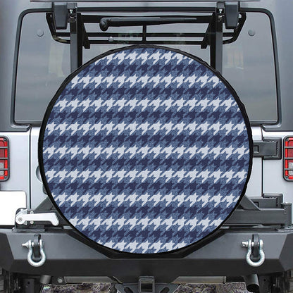 Denim Houndstooth Pattern Print Tire Cover