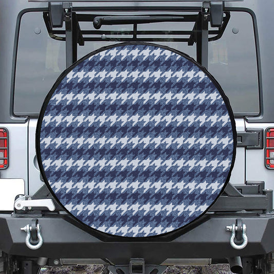 Denim Houndstooth Pattern Print Tire Cover