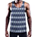Denim Houndstooth Pattern Print Men's Workout Tank Top