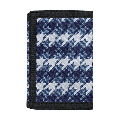 Denim Houndstooth Pattern Print Trifold Wallet
