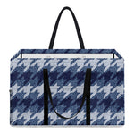Denim Houndstooth Pattern Print Utility Tote Bag