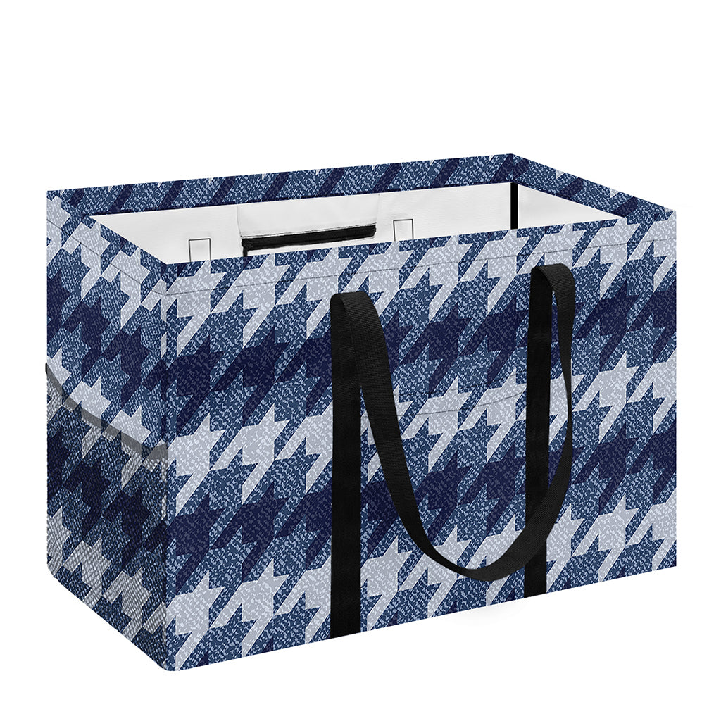 Denim Houndstooth Pattern Print Utility Tote Bag