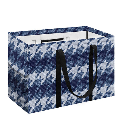 Denim Houndstooth Pattern Print Utility Tote Bag