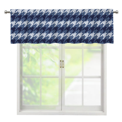Denim Houndstooth Pattern Print Window Valance