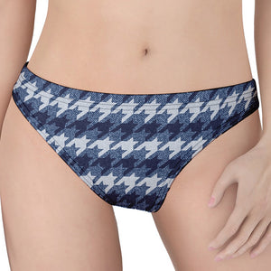 Denim Houndstooth Pattern Print Women's Thong