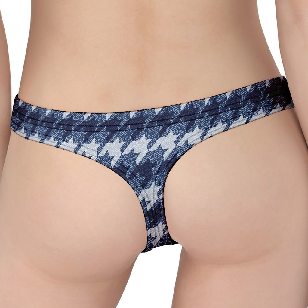 Denim Houndstooth Pattern Print Women's Thong