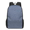 Denim Tattersall Pattern Print 17 Inch Backpack