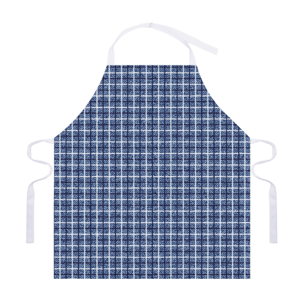 Denim Tattersall Pattern Print Adjustable Apron