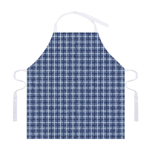 Denim Tattersall Pattern Print Adjustable Apron