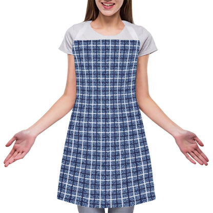 Denim Tattersall Pattern Print Adjustable Apron