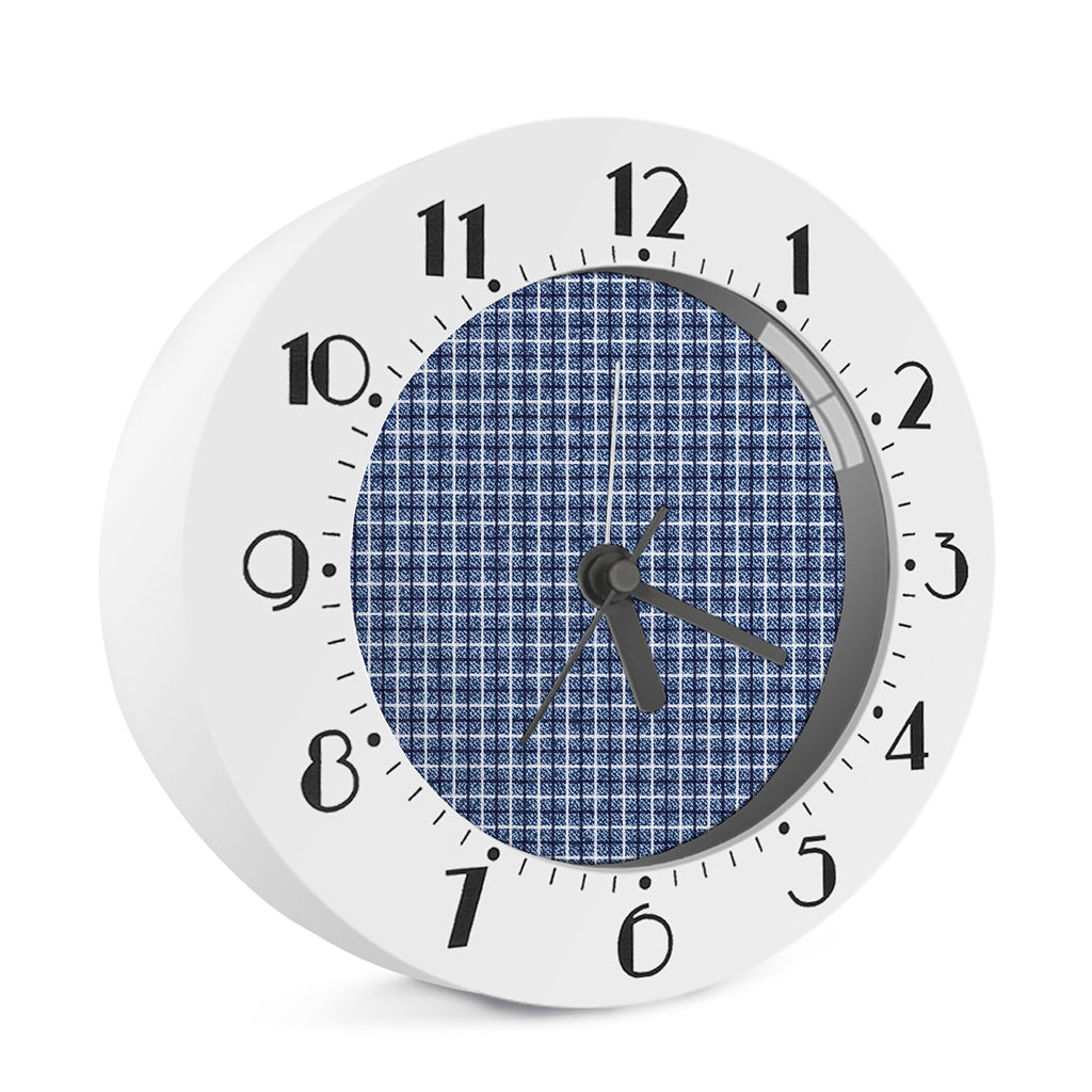 Denim Tattersall Pattern Print Alarm Clock