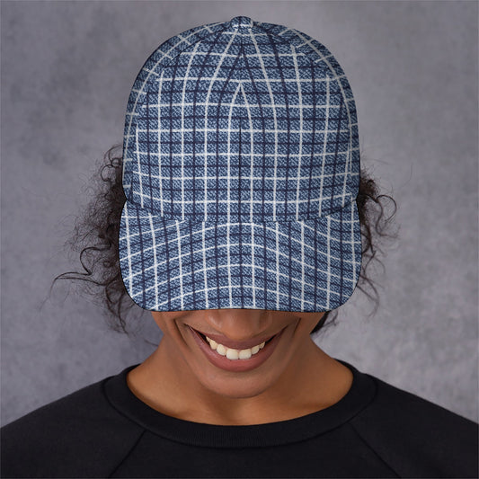 Denim Tattersall Pattern Print Baseball Cap
