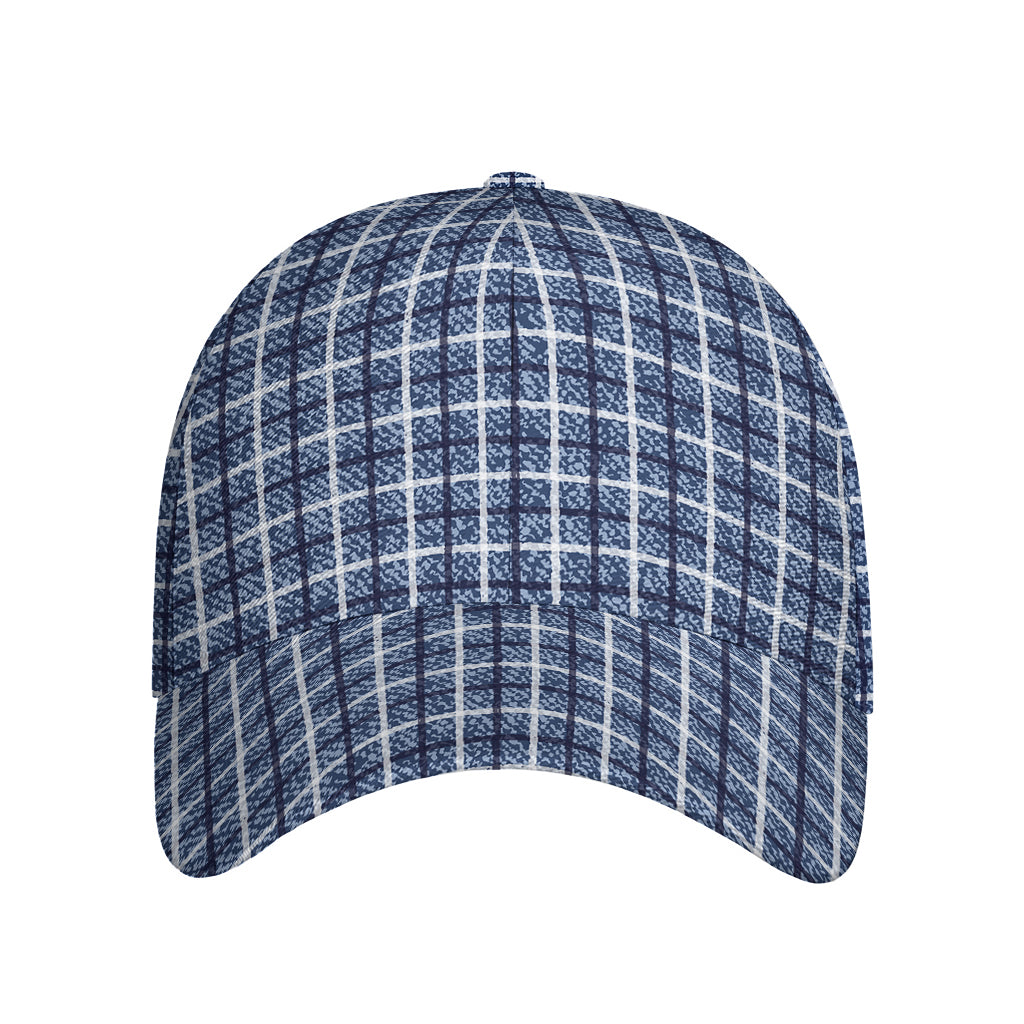 Denim Tattersall Pattern Print Baseball Cap